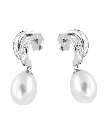 Valkokultaiset helmikorvakorut 4-06667/B