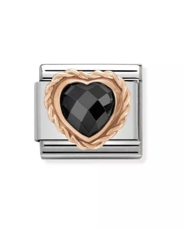NOM TER/ 9K ROSE FACETED HEART BLACK