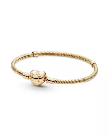 Pandora Moments Heart Clasp Snake Chain Bracelet / 14K 559522C00