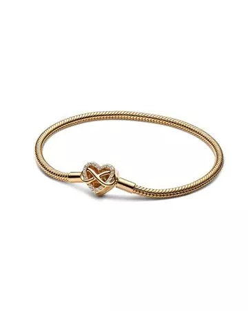 Pandora 14K Gold-Plated Infinity Heart Clasp Snake Chain Bracelet  (18 cm) 563758C01