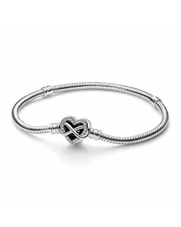 Pandora Moments Sparkling Infinity Heart Clasp Snake Chain Bracelet 23 cm 592645C01