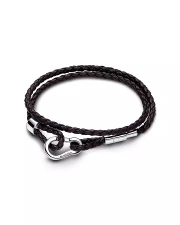 Pandora Moments Brown Braided Double Leather rannekoru 593338C01-D2-1