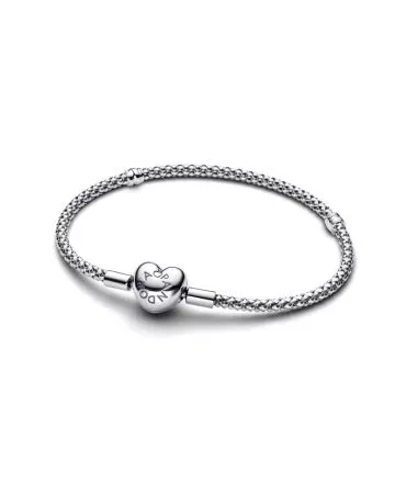 Pandora Heart Clasp Studded Chain Bracelet 593853C00