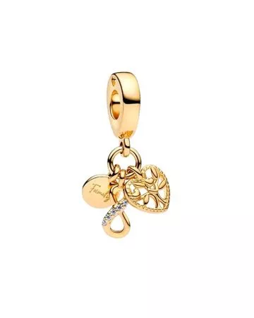 Pandora Family Infinity Triple Dangle Charm, gold-plated 762201C01