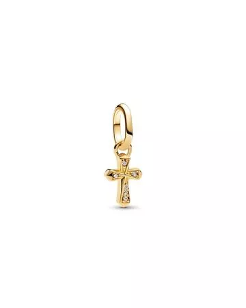 Pandora Sparkling Cross Mini Dangle Charm, gold-plated 763044C01