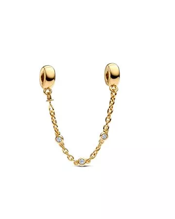 Pandora Triple Clear Stone Safety Chain, 14K gold-plated 763515C01-05