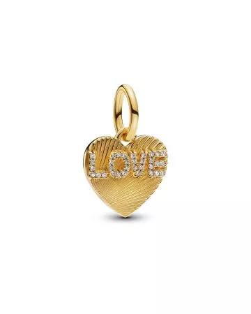 Pandora Engravable Love Heart Gold-Plated Dangle Charm 763604C01