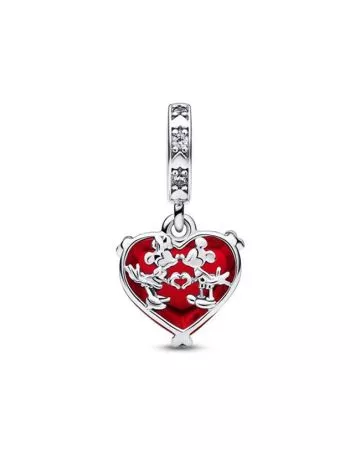 Pandora Disney Mickey & Minnie Mouse Kiss Red Murano Glass hela 792522C01-1