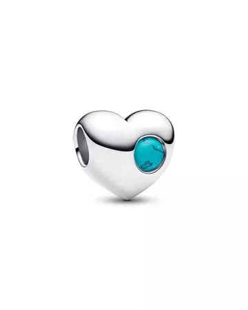 Pandora Engravable Turquoise Blue Stone Heart hela, joulukuu 794161C12