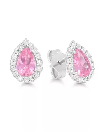Silver Earrings, Light Pink Drop BOL-E1182Zpink