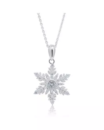 Hopeinen kaulakoru, lumihiutale 17 mm  BOL-N1492Z/40-45CM