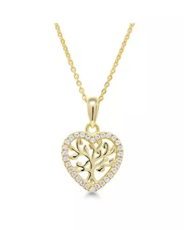 Hopeinen kaulakoru / kullattu elämänpuu BOL-N1903ZGP/40-45CM