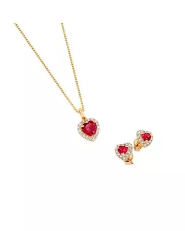 Kultainen korusetti, punainen sydän