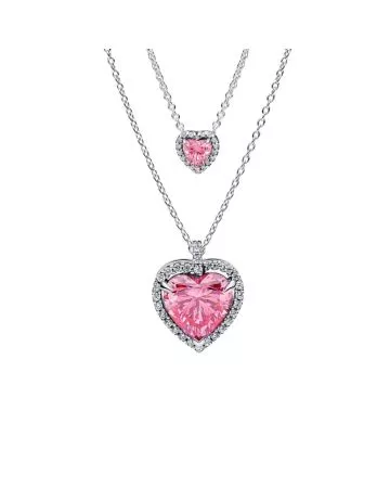 Pandora Pink Elevated Hearts kaulakorusetti 