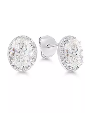 Silver Earrings with Zirconia, Oval E-1032Z