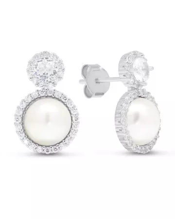 Silver Pearl Earrings E-11100ZP