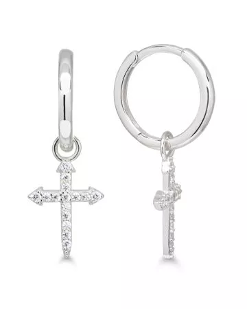 Hopeiset korvakorut, risti E-2081Z