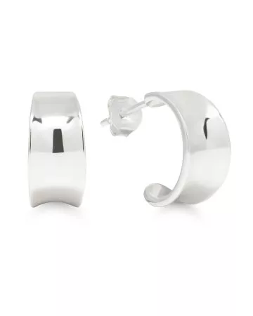 Silver Hoop Earrings, Concave E-24797