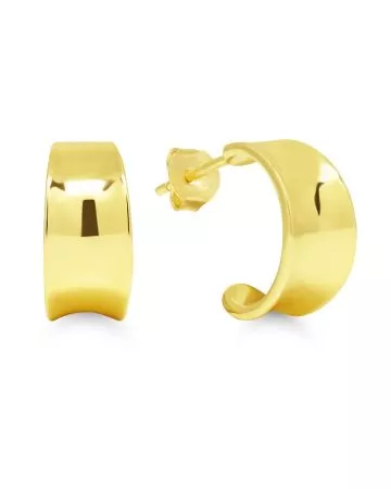 Gold-plated Hoop Earrings, Concave E-24797G