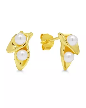 Silver Earrings with Pearls, Gold-plated E-30921PG