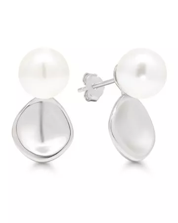 Silver Earrings, Mother-of-pearl Bead E-3531P