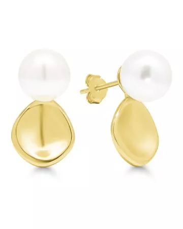 Gold-plated Silver Earrings, Mother-of-pearl Bead E-3531PG