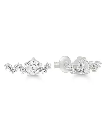 Silver Earrings with Zircons E-8135Z