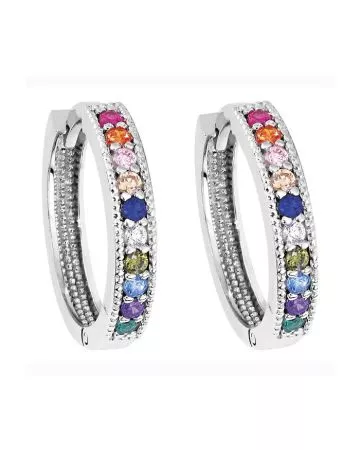 Hopeiset rengaskorvakorut, monivärinen EE0101-02-X