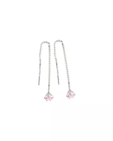 Hopeiset ketjukorvakorut, vaaleanpunainen zirkonia H 462 PINKKI