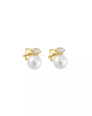 Gold Pearl Earrings JE20561-PW-CZ