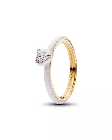 Pandora White Chakra Heart Ring 163088C01