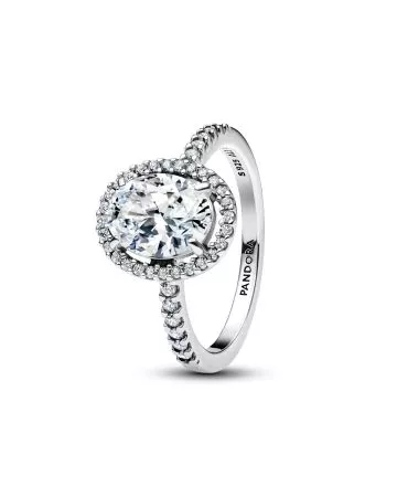 Pandora Oval Sparkling Halo Statement sormus 193777C01-1
