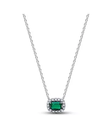 Pandora Rectangular Sparkling Green Halo Pendant kaulakoru 394503C01-45