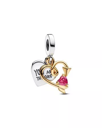 Pandora Engravable Heart & Arrow Double Dangle Charm 763622C01