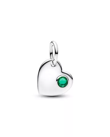 Pandora May Engravable Heart Green Stone Dangle Charm 794295C05