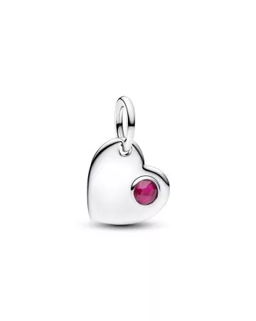 Pandora July Engravable Heart True Red Stone Dangle Charm 794295C07