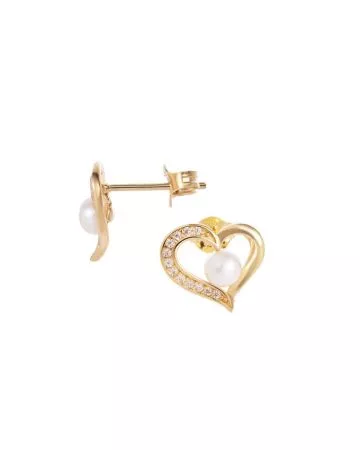 Hopeiset korvakorut / kullattu sydän JD30084/2YG