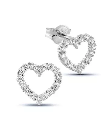 Valkokultaiset sydänkorvakorut K-E34586ZW