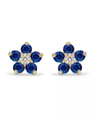 Kultaiset kukkakorvakorut, siniset kivet K-E37276Zsin