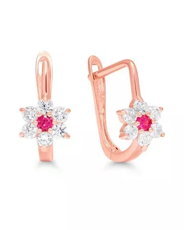 Punakultaiset korvakorut / kukka K-E43215ZpuRG