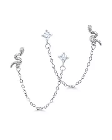 Snake Earrings, Silver E-6128Z