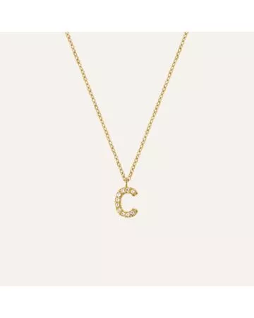 Mockberg Petite Stone Letter, C Necklace MB0073