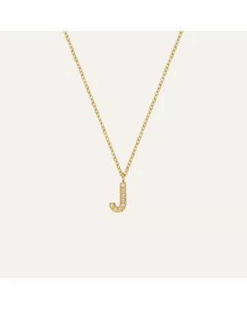 Mockberg Petite Stone Letter, J Necklace MB0080