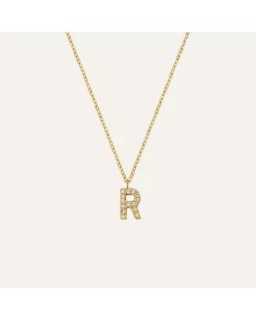 Mockberg Petite Stone Letter, R Necklace MB0088
