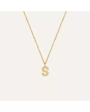 Mockberg Petite Stone Letter, S Necklace MB0089