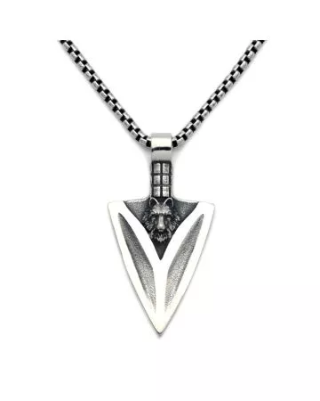 Northern Viking Jewelry Gungnir Spear With Wolf kaulakoru 50 cm NVJRS152