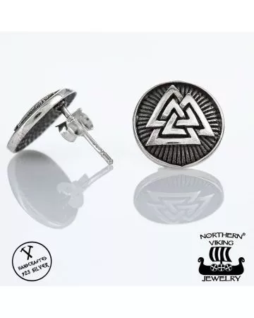Northern Viking Jewelry Oxidized Valknut -korvakorut NVJKK011