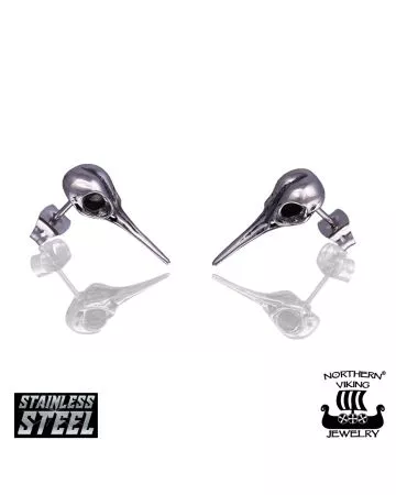 Northern Viking Jewelry Raven Skull -korvakorut NVJKK036