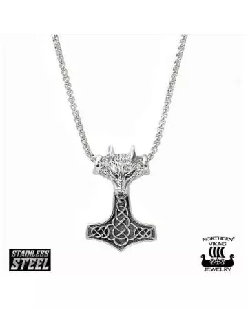 Northern Viking Jewelry Fenrir Wolfhead Thorin Vasara -kaulakoru NVJRS052