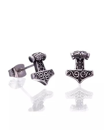 Northern Viking Jewelry Steel Raven Thor's Hammer korvakorut NVJKK040